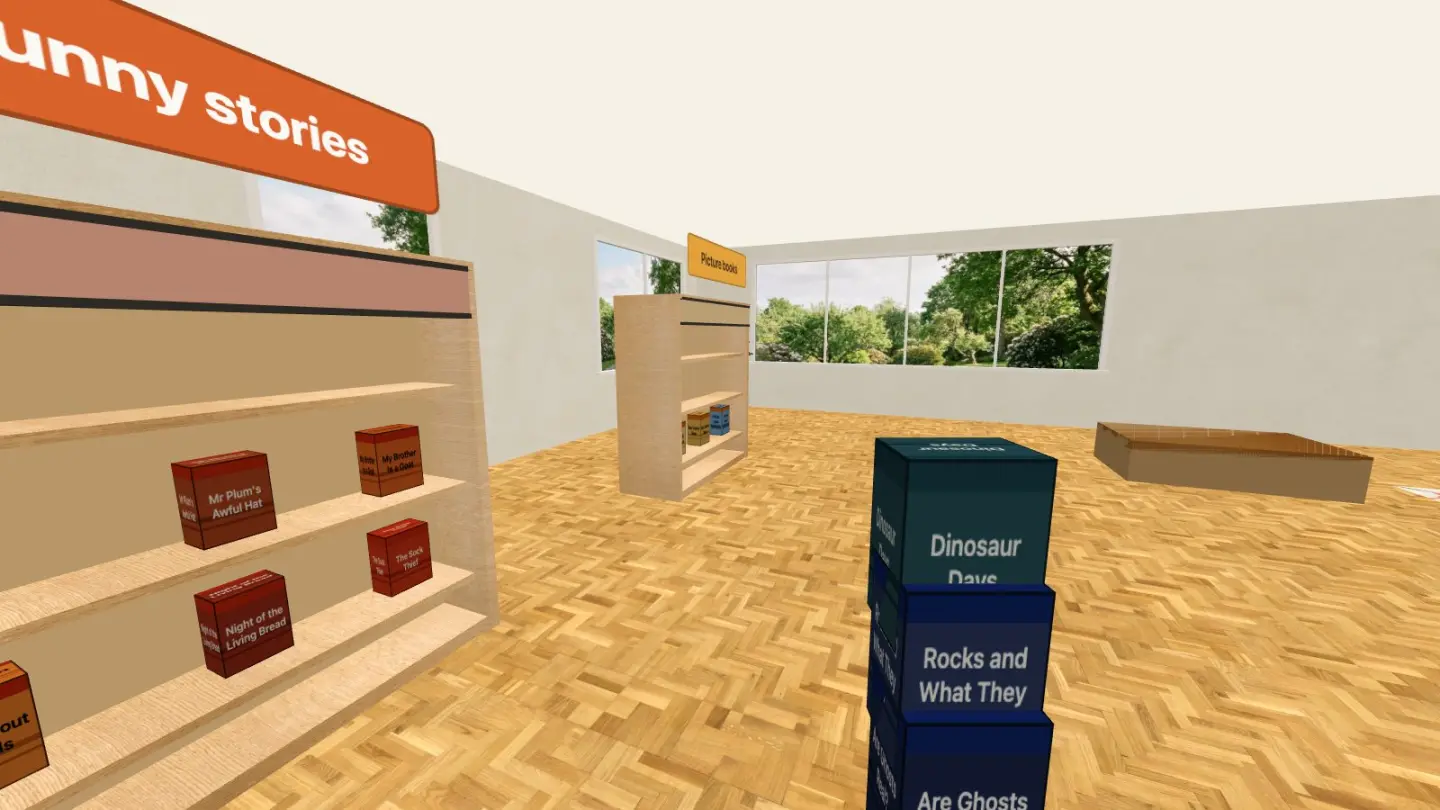 Hushrow — A two-and-a-half-minute shift in a library. Fill your arms at the trolley, walk each book to the shelf you think it belongs on, and find out where the library disagrees with you.